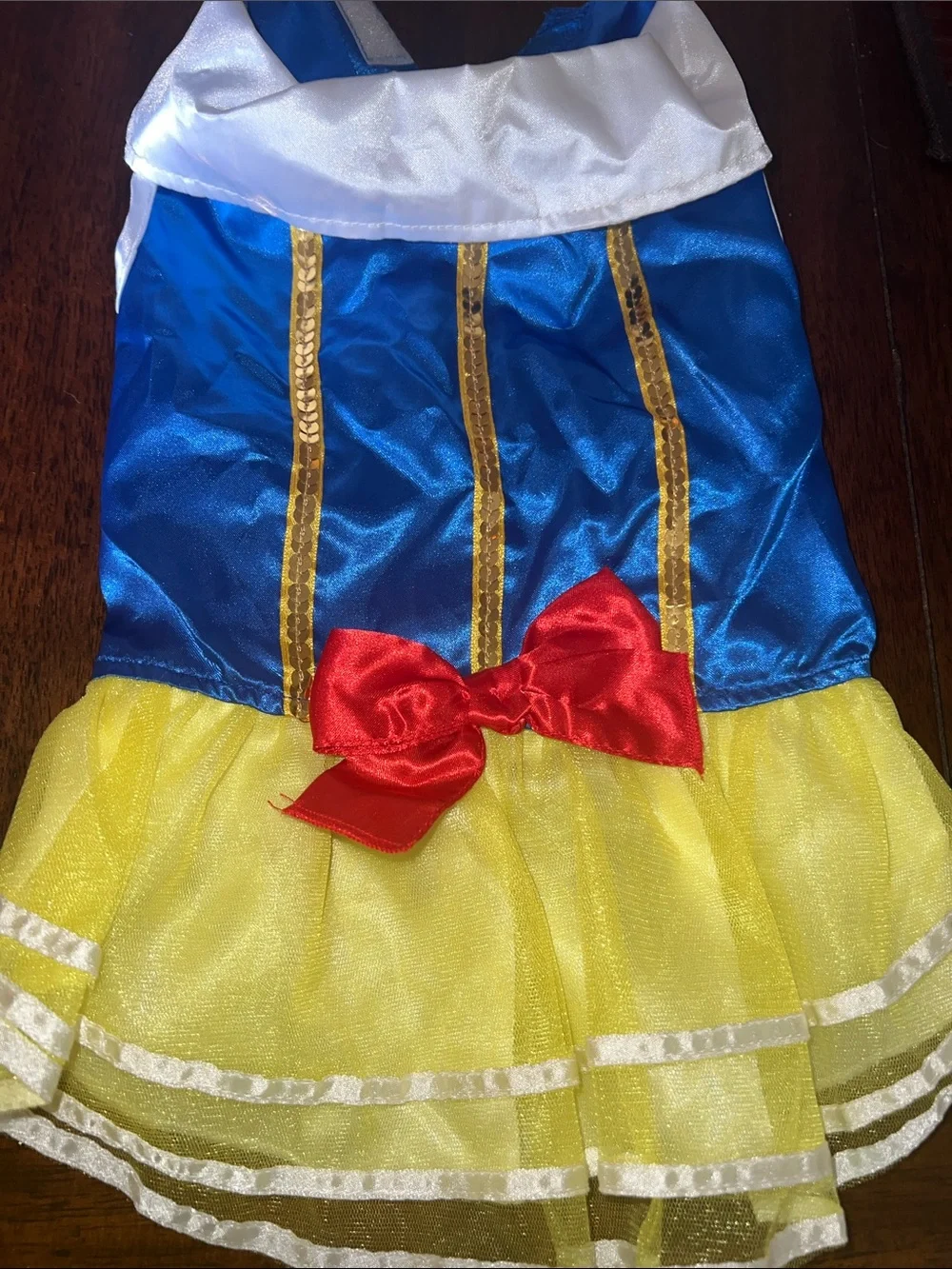 Blue, Yellow & Red Princess Dog Costume Dress - Pet Halloween Outfit